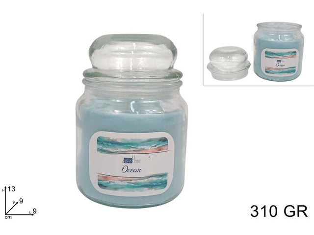 Κερί Αρωματικό Άρωμα Ωκεανού σε Γυάλινο Βάζο με Καπάκι 13cm 310gr