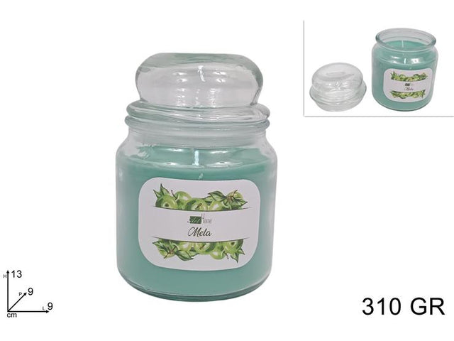 Κερί Αρωματικό Άρωμα Πράσινο Μήλο σε Γυάλινο Βάζο με Καπάκι 13cm 310gr
