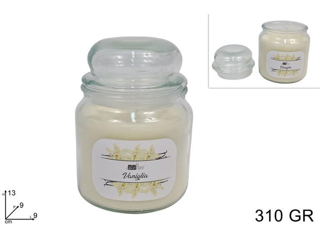 Κερί Αρωματικό Άρωμα Βανίλια σε Γυάλινο Βάζο με Καπάκι 13cm 310gr
