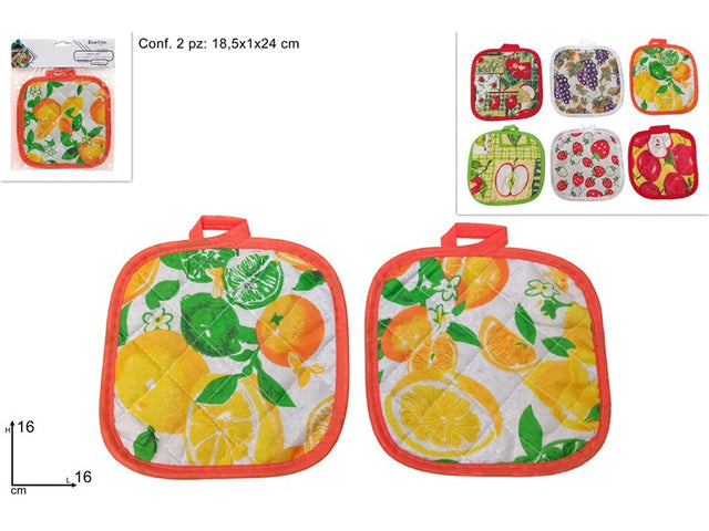 Πιάστρα Κουζίνας Υφασμάτινη Σετ 2/τεμ Διάφορα Σχέδια