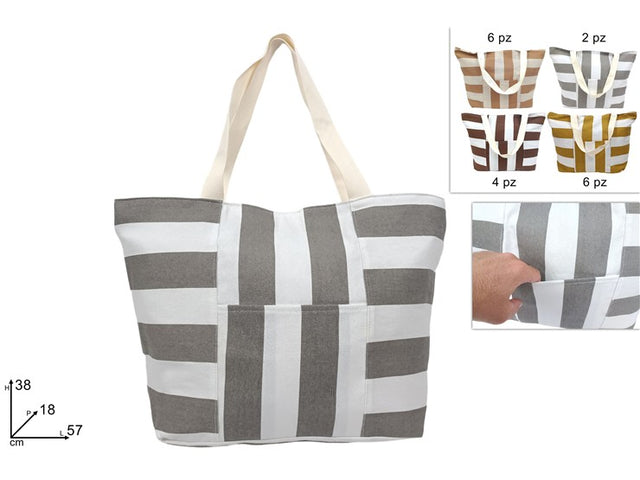 Τσάντα Θαλάσσης Υφασμάτινη Ριγέ σε 4 Χρώματα