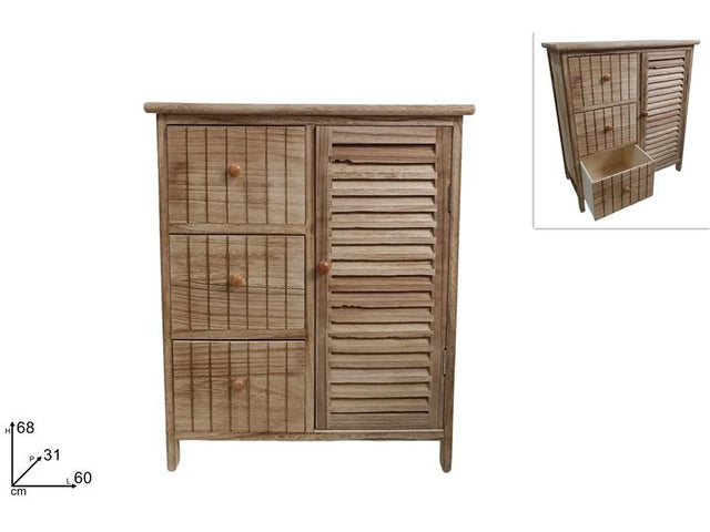 Ντουλάπα Ξύλινη με 3 Συρτάρια + 1 Ντουλάπι 68x31x60cm