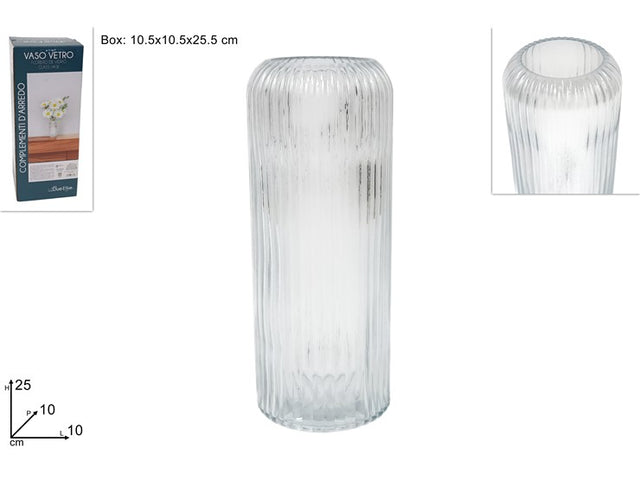 Ανθοδοχείο Βάζο Γυάλινο Διάφανο 10xh25cm Welkhome