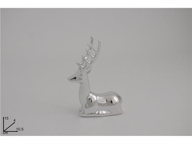 Τάρανδος Διακοσμητική Γυάλινη Φιγούρα Ασημί 15cm