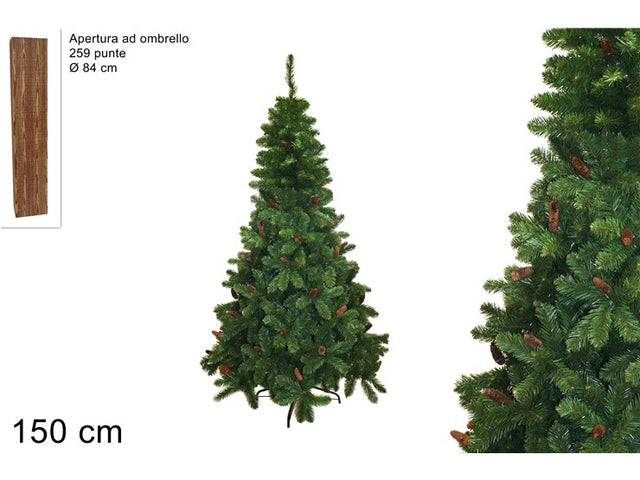 Χριστουγεννιάτικο Δέντρο Πράσινο με Κουκουνάρια 259 Κλαδιά 150cm