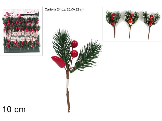 Κλαδί Χριστουγεννιάτικο με Κόκκινα Γκί 10cm