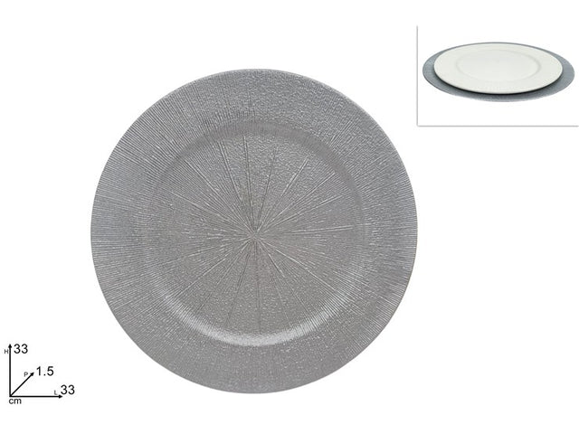Πιατέλα Στρόγγυλη 33cm Πλαστική Ασημί