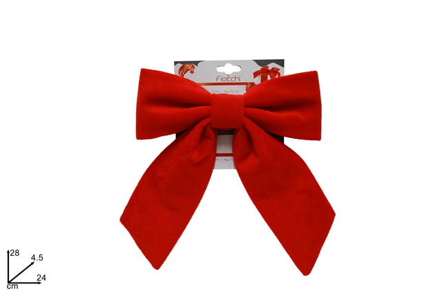 Φιόγκος Βελούδινος Κρεμαστός Κόκκινος 24cm