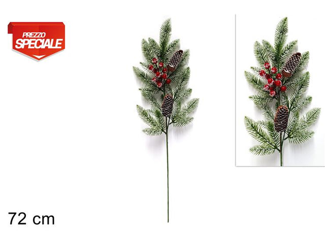 Χριστουγεννιάτικο Διακοσμητικό Κλαδί PVC Πράσινο Χιονισμένο 72cm