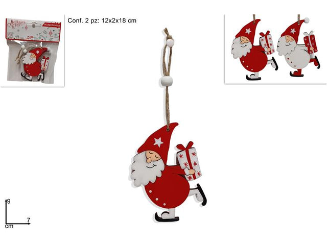 Κρεμαστό Στολίδι Χριστουγεννιάτικο Ξύλινη Φιγούρα Άγιος Βασίλης 9cm