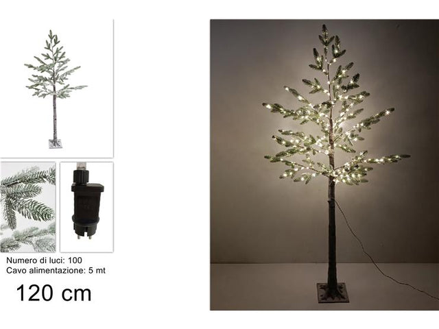 Φωτιζόμενο Δέντρο με 100 MICROLED Πράσινο Χιονισμένο 120cm