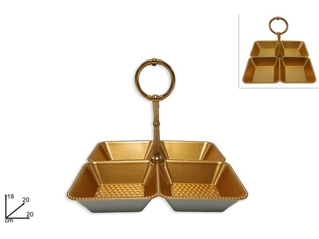 Δίσκος Σερβιρίσματος Πλαστικός και Σετ 4 Μπόλ 18x20cm Χρυσό