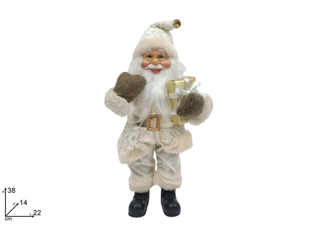 Άγιος Βασίλης Διακοσμητικός Όρθιος Λευκός Χρυσό 38cm