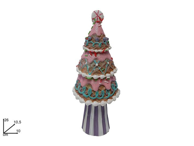 Διακοσμητικό Επιτραπέζιο Δέντρο Κεραμικό Ρόζ Σχέδιο Candy Τούρτα 26cm