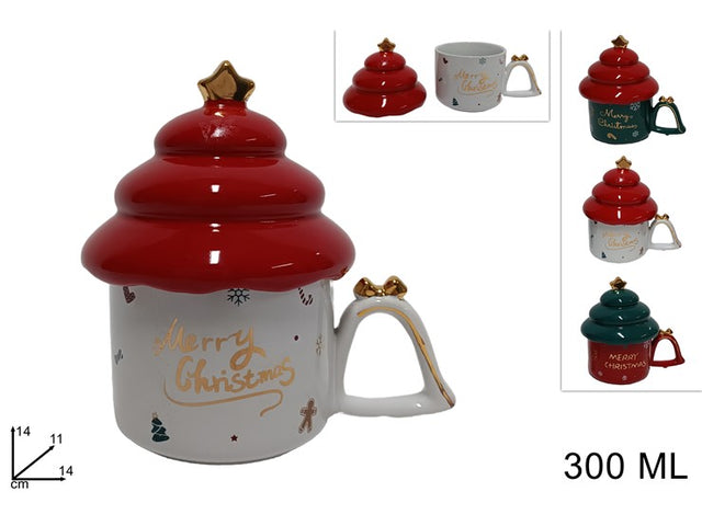 Κούπα Χριστουγεννιάτικη Κεραμική 300ml με Καπάκι