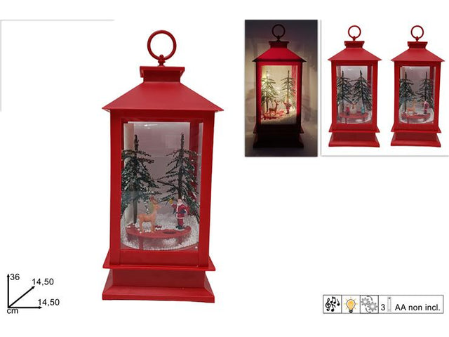 Φανάρι Διακοσμητικό Χριστουγεννιάτικο με Φώς & Μουσική Μπαταρίας 36x14.5cm