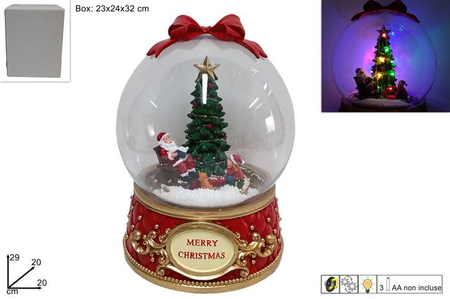 Διακοσμητική Χιονόμπαλα με Φώς/Χιόνι Μπαταρίας Χρώμα Κόκκινο 20xh29cm