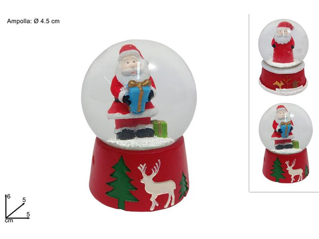 Χιονόμπαλα Χριστουγεννιάτικη Γυάλινη με Φιγούρα Άγιο Βασίλη 4.5cm