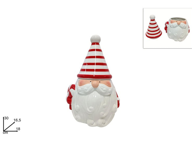 Μπισκοτιέρα Χριστουγεννιάτικη Κεραμική Σχέδιο Άγιος Βασίλης 30cm