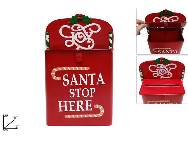 Γραμματοκιβώτιο Χριστουγεννιάτικο Επιτοίχιο Μεταλλικό Κόκκινο 35x24cm