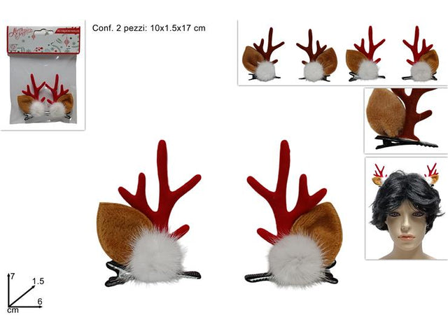 Σετ Τσιμπιδάκια για Τα Μαλλιά Χριστουγεννιάτικα Ταρανδάκι