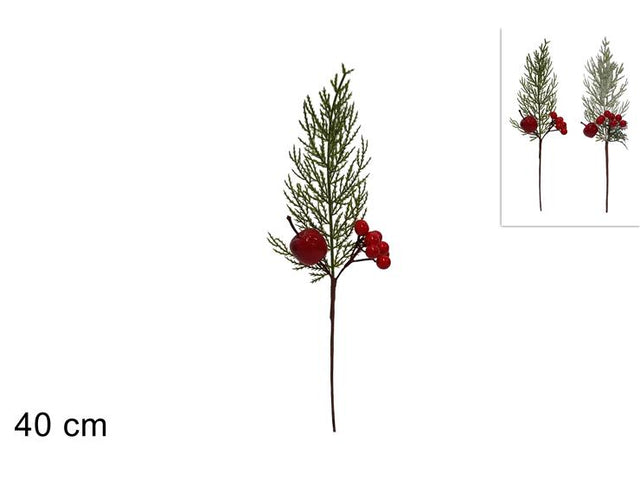 Κλαδί Χριστουγεννιάτικο με Κόκκινα Γκί 40cm