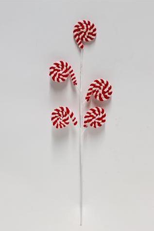 Κλαδί με Γλυφιτζούρια Υφασμάτινα Κόκκινο/Άσπρο 40cm