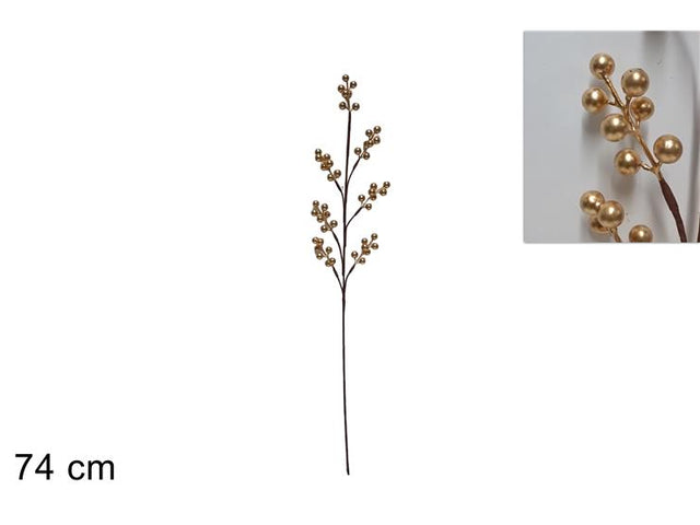 Χριστουγεννάτικο Διακοσμητικό Κλαδί με Χρυσά Γκί h16cm