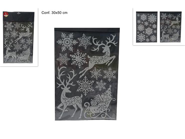 Αυτοκόλλητα Χριστουγεννιάτικα Διάφανα Ασημί Γκλίτερ