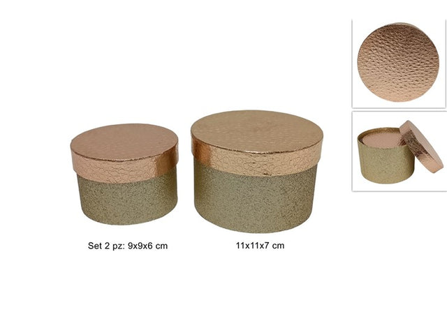 Κουτί Δώρου Χριστουγεννιάτικο Σετ 2/τεμ Χάρτινο Χρυσό Γκλίτερ