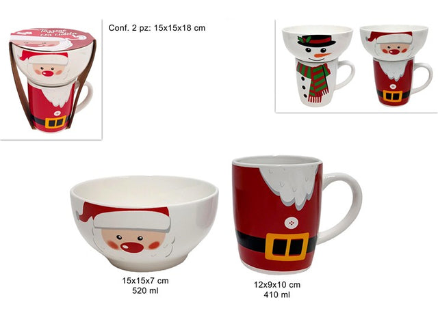 Χριστουγεννιάτικο Σετ Κούπα 410ml & Μπώλ 520ml Κεραμικό