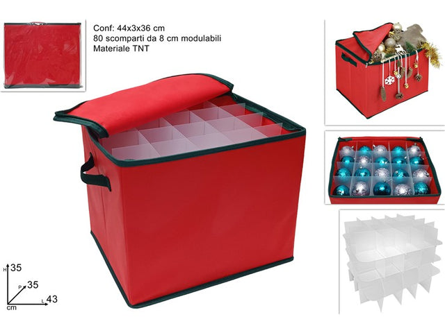 Κουτί Αποθήκευσης Υφασμάτινο Για Χριστουγεννιάτικες Μπάλες 43x35x35cm