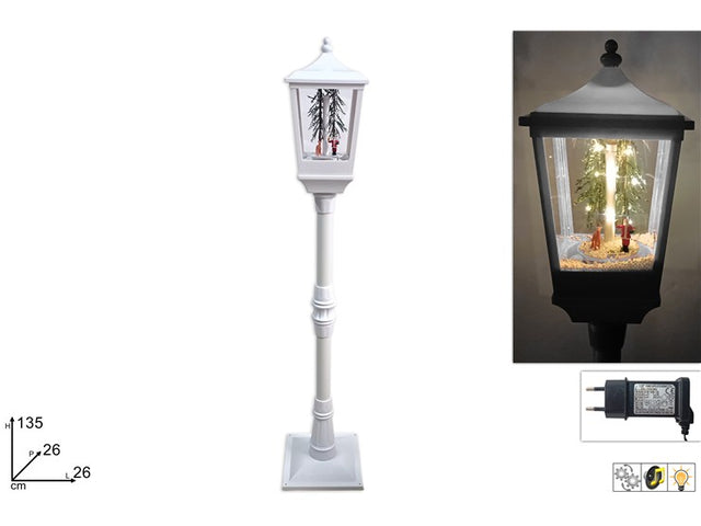 Χριστουγεννιάτικο Φανάρι Επιδαπέδιο 135cm με Μουσική/Φως/Χιόνι Ρεύματος Χρώμα Λευκό