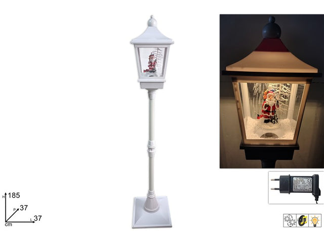 Χριστουγεννιάτικο Φανάρι Επιδαπέδιο 185cm με Μουσική/Φως/Χιόνι Ρεύματος Χρώμα Λευκό