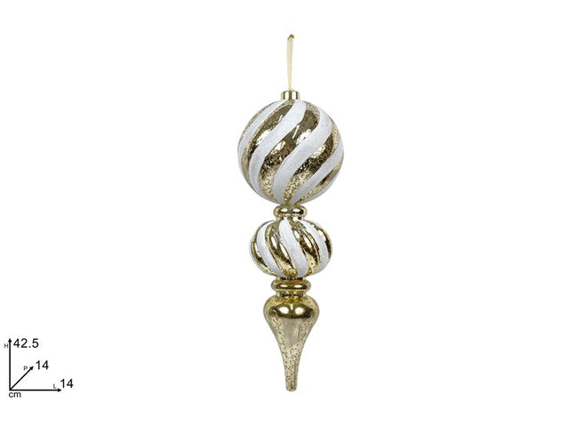 Μπάλα Κώνος Χριστουγεννιάτικο Στολίδι Πλαστικό Χρυσό Λευκό 14x42.5cm