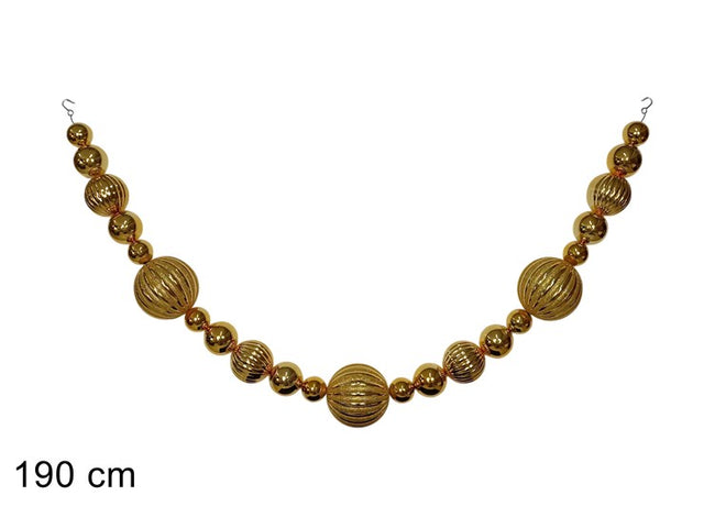 Διακοσμητική Γιρλάντα με 23 Χριστουγεννιάτικες Μπάλες Χρυσές 190cm