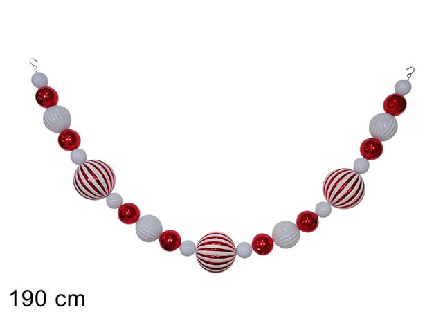 Διακοσμητική Γιρλάντα με 23 Χριστουγεννιάτικες Μπάλες Κόκκινο/Λευκό 190cm
