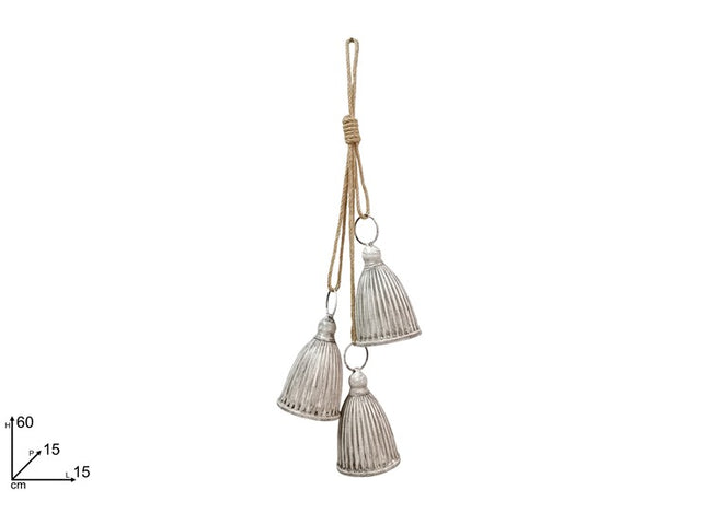 Κρεμαστό Στολίδι Καμπανάκια Μεταλλικά Λευκά 60cm