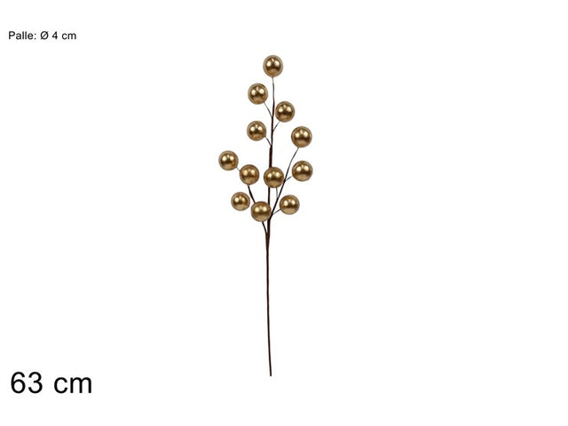Κλαδί Χριστουγεννιάτικο 63cm με Χρυσά Γκί 4cm