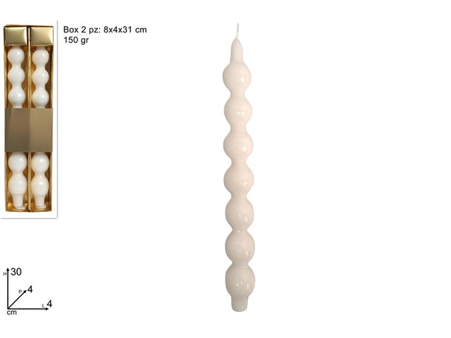 Κεριά Κηροπηγίου Λευκά Σετ 2/τεμ 30cm 150gr