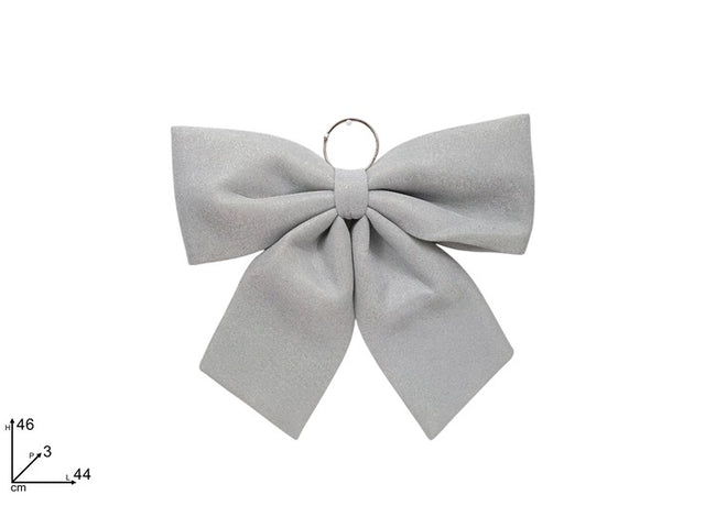 Φιόγκος Βελούδινος Κρεμαστός Ασημί 44cm