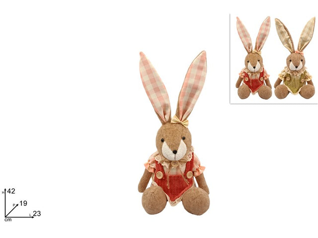 Κουνέλι Καθιστό Λούτρινο 42cm σε 2 Σχέδια