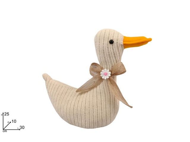 Πάπια Υφασμάτινη Πλεκτή Κρέμ 25cm