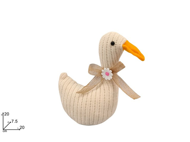 Πάπια Υφασμάτινη Πλεκτή Κρέμ 19cm