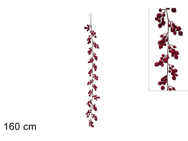 Γιρλάντα Χριστουγεννιάτικη με Κόκκινα Γκί 160cm
