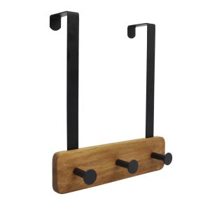 Κρεμάστρα Πόρτας 3Πλη Ξύλο Μαύρο Μέταλλο 824861 (22,5x4,8x25,5)