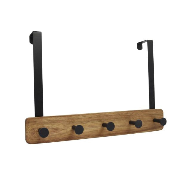 Κρεμάστρα Πόρτας 5Πλη Ξύλο Μαύρο Μέταλλο 824878 (38,5x4,8x25,5)