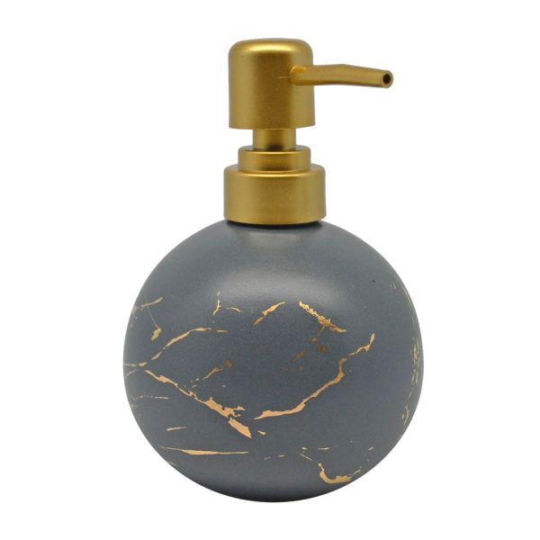 Dispenser Κεραμικό Γκρι Ματ Με Εφέ Χρυσό Μάρμαρο 9,7x9,7x13εκ. Ankor