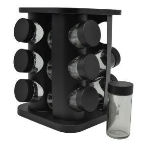 Σετ 12 Βαζ. Μπαχαρικών Με Μεταλλική Μαύρη Περιστρεφόμενη Βάση 829200 (16x16x22)