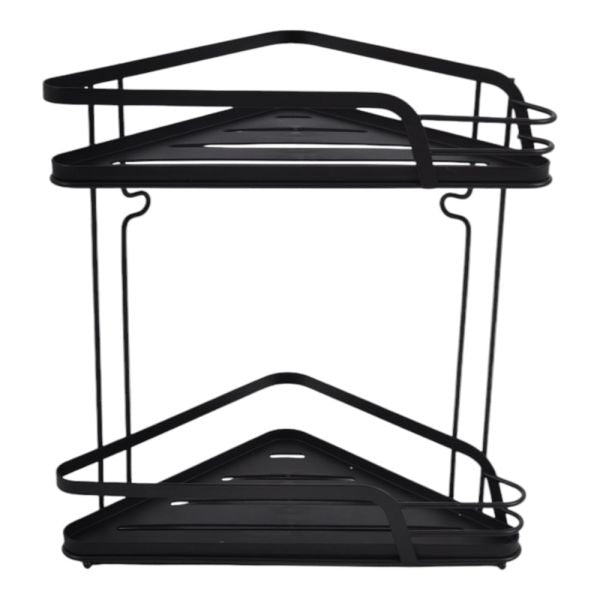 Ραφιέρα Μπάνιου Γωνιακή Διπλή Μεταλλική Σε Μαύρο Χρώμα 22x22x31,5εκ. Ankor